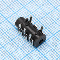 L-KLS1-TSJ3.5-009, Аудиоразъем (розетка) 3.5 мм стерео угловой на плату (ТНТ)