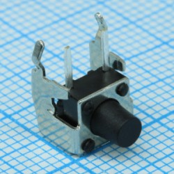 0770HIM-130G-G, Кнопка тактильная 7.3х7.1х3,85мм угловая h=3.35мм усилие нажатия130гр 0.05A 12В монтаж в отверстие