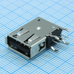 1-1734775-1, Разъем USB тип A, USB 2.0, 4 контакта угловой монтаж в отверстие 4 терминала 1 порт лоток 1-1734775-1, Разъем USB тип A, USB 2.0, 4 контакта угловой монтаж в отверстие 4 терминала 1 порт лоток