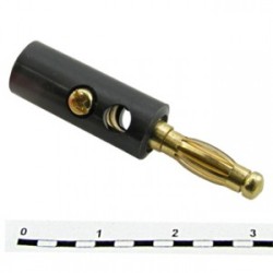 10-0015 GOLD BLACK, Штекер BANANA PLUG золотой чёрный, винтовое крепление