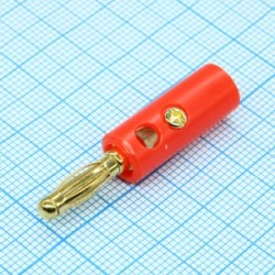 10-0015 GOLD RED, Штекер BANANA PLUG красный (зол.)