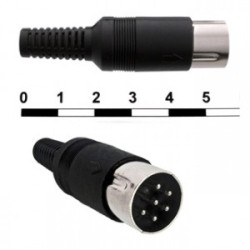 7-0251 6P, Разъем DIN 7, вилка на кабель 6pin, 1А