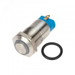 A12-C2-A-B, Кнопка антивандальная с синей подсветкой 12В d12 2A 250B (4c) OFF-(ON) без фикс.