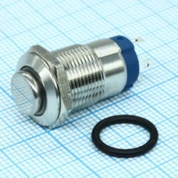 A12-C2-B-B, Кнопка антивандальная с синей подсветкой 12В d12 2A 250B (4c) OFF-ON с фикс.