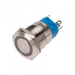 A19-C1-A-1 с зеленой подсветкой, Кнопка антивандальная с подсветкой 250В d19 5A 250B (5c) ON-OFF/OFF-ON с фиксацией