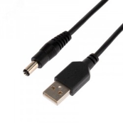 Шнур USB штекер - DC разъем, 2,1х5,5мм DC штекер,1,5 метра,черный Шнур USB штекер - DC разъем, 2,1х5,5мм DC штекер,1,5 метра,черный