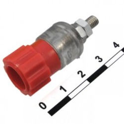 10-0064 RED, Гнездо на панель диаметр 4мм под гайку красное