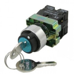 3SA8-BG03, Ключ-переключатель серии 3SA8 на 3 положения, 2NO, с фиксацией и без фиксации, 240В, 3А