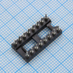 DS1001-01-16BT1NSF6S-JKB, DIP-панель цанговая под микросхему 16pin, шаг 2.54мм, ширина 7.62мм, 3А, -40 +105С
