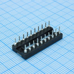 DS1001-01-20BT1NSF6S-JKB, DIP-панель цанговая под микросхему 20pin, шаг 2.54мм, ширина 7.62мм, 3А, -40 +105С