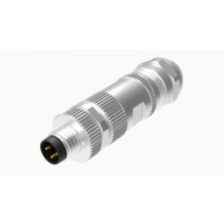 Вилочный разъем PASH-M8A-03P-MM-SL7001, Вилочный разъем на кабель, 3 полюса, M8, прямой, фиксация провода пайкой, A-Code, диаметр кабеля: 4,0-6,0 мм, сечение: 0,25 - 0,34 мм кв., 3А, 60V, металл