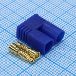 EC2-M, Вилка питания DC, EC2, PIN: 2, на провод, пайка, Цвет: синий