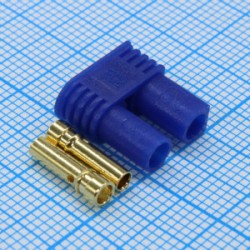 EC2-F, Розетка питания DC, EC2, PIN: 2, на провод, пайка, Цвет: синий