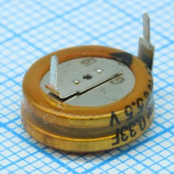 DCS5R5334HF, Ионистор стандартный мини 5,5V, 0,33F, -25...+70°C, 1000h, 10,5x5,5mm, горизонтального исполнения DCS5R5334HF, Ионистор стандартный мини 5,5V, 0,33F, -25...+70°C, 1000h, 10,5x5,5mm, горизонтального исполнения