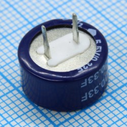 JGAC5R5D334Z050B, Ионистор стандартный мини 5,5V, 0,33F, -25...+70°C, 1000h, 13x6.5mm, горизонтального исполнения JGAC5R5D334Z050B, Ионистор стандартный мини 5,5V, 0,33F, -25...+70°C, 1000h, 13x6.5mm, горизонтального исполнения