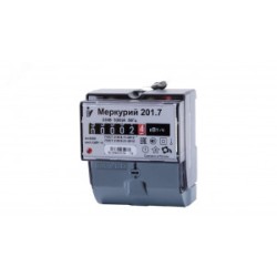 Счетчик Меркурий 201.7 1ф 5-60А класс точн. 1.0 1 тариф. на DIN-рейку мех. ОУ 00000032680, Счетчик однофазный