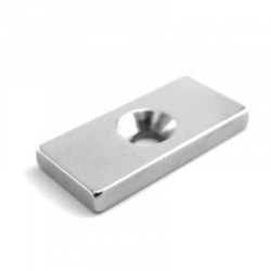 Магнит неодимовый прямоугольник 20х10х3мм с зенковкой 6.5х3мм (2 шт/уп), Магнит неодимовый