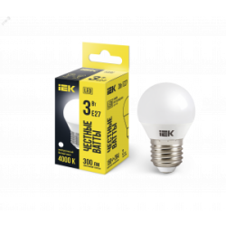 Лампа LED G45 шар 3Вт 230В 4000К E27 LLE-G45-3-230-40-E27, Лампа светодиодная