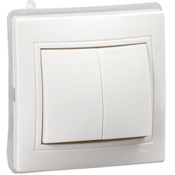 KVARTA Выключатель 2кл ВС10-2-0-КБ-44 10А IP44 бел. KV-V20-10-44-K01, Изделие электроустановочное