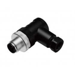 Вилочный разъем M12A04MPAFWSR406001, Вилочный разъем на кабель, 4 полюса, M12, угловой, A-Code, диаметр кабеля: 4,0-6,0 мм, 4А, 250V, корпус из пластика, резьбовое соединение: цинк