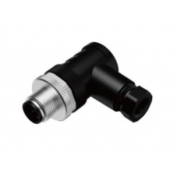 Вилочный разъем M12A08MPAFWSR608001, Вилочный разъем на кабель, 8 полюсов, M12, угловой, A-Code, диаметр кабеля: 6,0-8,0 мм, 2А, 30V, корпус из пластика, резьбовое соединение: цинк