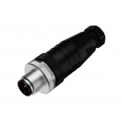 Вилочный разъем M12A08MPSFWSR608001, Вилочный разъем на кабель, 8 полюсов, M12, прямой, A-Code, диаметр кабеля: 6,0-8,0 мм, 2А, 30V, корпус из пластика, резьбовое соединение: цинк