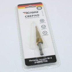 Сверло ступенчатое, 4-5-6-7-8-9-10-11-12мм, Р6М5, ТИТАН, шестигр. хвостовик KR-12-6615, Сверло, метчик, плашка