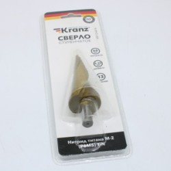 Сверло ступенчатое, 6-8-10-12-14-16-18-20-22-24-26-28-30мм, Р6М5, ТИТАН, трехгр.хвостовик KR-12-6616, Сверло, метчик, плашка